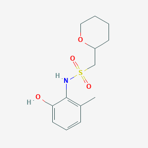 molecular formula C13H19NO4S B7137610 N-(2-hydroxy-6-methylphenyl)-1-(oxan-2-yl)methanesulfonamide 
