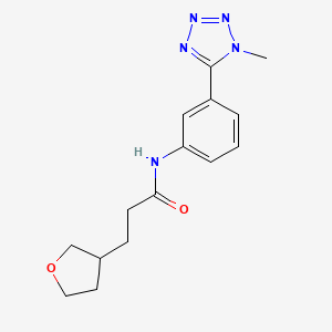 molecular formula C15H19N5O2 B7137623 N-[3-(1-methyltetrazol-5-yl)phenyl]-3-(oxolan-3-yl)propanamide 