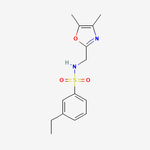 molecular formula C14H18N2O3S B7137670 N-[(4,5-dimethyl-1,3-oxazol-2-yl)methyl]-3-ethylbenzenesulfonamide 