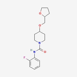 molecular formula C17H23FN2O3 B7137709 N-(2-fluorophenyl)-4-(oxolan-2-ylmethoxy)piperidine-1-carboxamide 