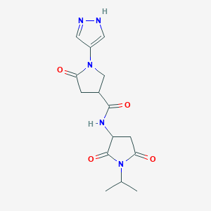molecular formula C15H19N5O4 B7137922 N-(2,5-dioxo-1-propan-2-ylpyrrolidin-3-yl)-5-oxo-1-(1H-pyrazol-4-yl)pyrrolidine-3-carboxamide 