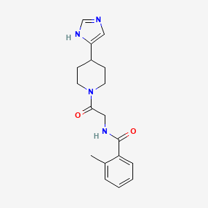 molecular formula C18H22N4O2 B7137980 N-[2-[4-(1H-imidazol-5-yl)piperidin-1-yl]-2-oxoethyl]-2-methylbenzamide 