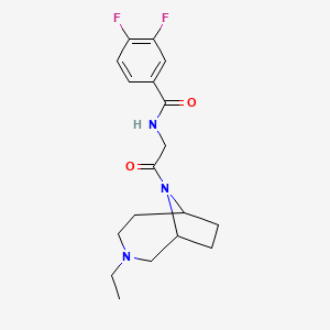 molecular formula C18H23F2N3O2 B7138018 N-[2-(3-ethyl-3,9-diazabicyclo[4.2.1]nonan-9-yl)-2-oxoethyl]-3,4-difluorobenzamide 