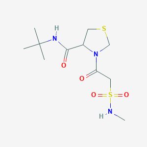 molecular formula C11H21N3O4S2 B7138168 N-tert-butyl-3-[2-(methylsulfamoyl)acetyl]-1,3-thiazolidine-4-carboxamide 