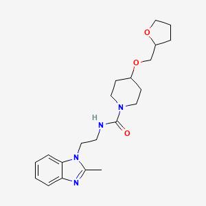 molecular formula C21H30N4O3 B7138326 N-[2-(2-methylbenzimidazol-1-yl)ethyl]-4-(oxolan-2-ylmethoxy)piperidine-1-carboxamide 