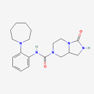 molecular formula C19H27N5O2 B7138401 N-[2-(azepan-1-yl)phenyl]-3-oxo-1,2,5,6,8,8a-hexahydroimidazo[1,5-a]pyrazine-7-carboxamide 
