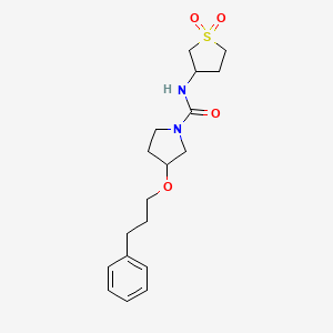 molecular formula C18H26N2O4S B7138410 N-(1,1-dioxothiolan-3-yl)-3-(3-phenylpropoxy)pyrrolidine-1-carboxamide 