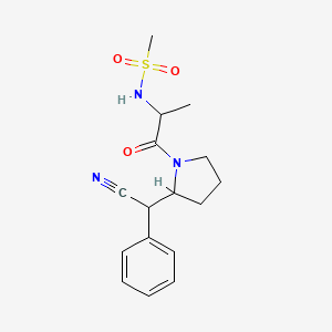 molecular formula C16H21N3O3S B7138468 N-[1-[2-[cyano(phenyl)methyl]pyrrolidin-1-yl]-1-oxopropan-2-yl]methanesulfonamide 