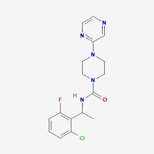 molecular formula C17H19ClFN5O B7138491 N-[1-(2-chloro-6-fluorophenyl)ethyl]-4-pyrazin-2-ylpiperazine-1-carboxamide 