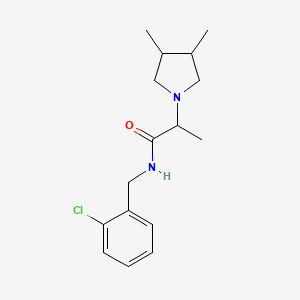 molecular formula C16H23ClN2O B7138502 N-[(2-chlorophenyl)methyl]-2-(3,4-dimethylpyrrolidin-1-yl)propanamide 