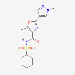 molecular formula C15H20N4O4S B7138515 N-cyclohexylsulfonyl-5-methyl-2-(1-methylpyrazol-4-yl)-1,3-oxazole-4-carboxamide 