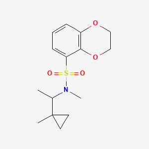 molecular formula C15H21NO4S B7138539 N-methyl-N-[1-(1-methylcyclopropyl)ethyl]-2,3-dihydro-1,4-benzodioxine-5-sulfonamide 