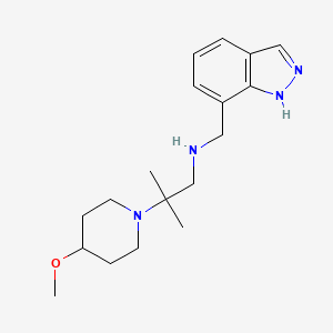 molecular formula C18H28N4O B7138547 N-(1H-indazol-7-ylmethyl)-2-(4-methoxypiperidin-1-yl)-2-methylpropan-1-amine 