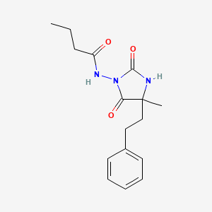 molecular formula C16H21N3O3 B7138585 N-[4-methyl-2,5-dioxo-4-(2-phenylethyl)imidazolidin-1-yl]butanamide 