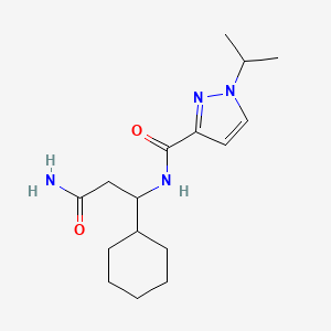 molecular formula C16H26N4O2 B7138628 N-(3-amino-1-cyclohexyl-3-oxopropyl)-1-propan-2-ylpyrazole-3-carboxamide 