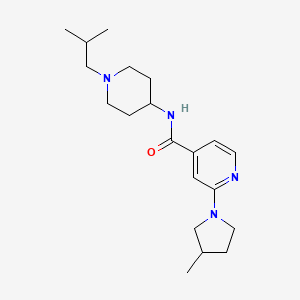 molecular formula C20H32N4O B7138643 N-[1-(2-methylpropyl)piperidin-4-yl]-2-(3-methylpyrrolidin-1-yl)pyridine-4-carboxamide 