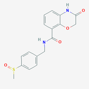 molecular formula C17H16N2O4S B7138694 N-[(4-methylsulfinylphenyl)methyl]-3-oxo-4H-1,4-benzoxazine-8-carboxamide 