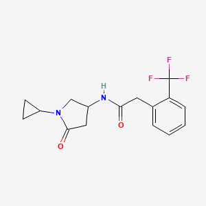 molecular formula C16H17F3N2O2 B7138729 N-(1-cyclopropyl-5-oxopyrrolidin-3-yl)-2-[2-(trifluoromethyl)phenyl]acetamide 