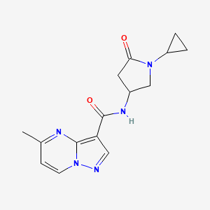 molecular formula C15H17N5O2 B7138736 N-(1-cyclopropyl-5-oxopyrrolidin-3-yl)-5-methylpyrazolo[1,5-a]pyrimidine-3-carboxamide 