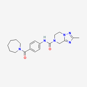 molecular formula C20H26N6O2 B7138869 N-[4-(azepane-1-carbonyl)phenyl]-2-methyl-6,8-dihydro-5H-[1,2,4]triazolo[1,5-a]pyrazine-7-carboxamide 