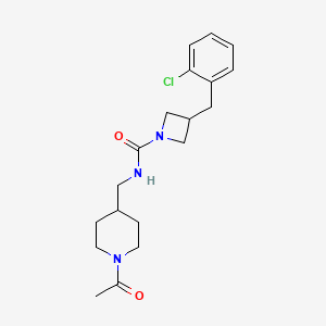 molecular formula C19H26ClN3O2 B7139031 N-[(1-acetylpiperidin-4-yl)methyl]-3-[(2-chlorophenyl)methyl]azetidine-1-carboxamide 