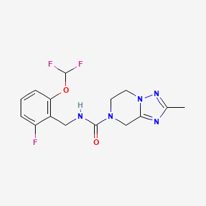 molecular formula C15H16F3N5O2 B7139038 N-[[2-(difluoromethoxy)-6-fluorophenyl]methyl]-2-methyl-6,8-dihydro-5H-[1,2,4]triazolo[1,5-a]pyrazine-7-carboxamide 