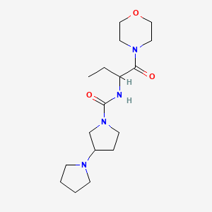 molecular formula C17H30N4O3 B7139070 N-(1-morpholin-4-yl-1-oxobutan-2-yl)-3-pyrrolidin-1-ylpyrrolidine-1-carboxamide 