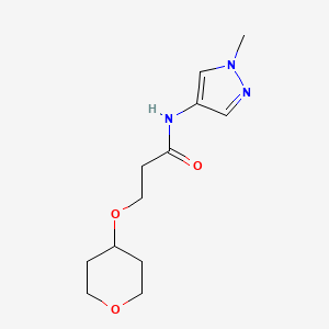 molecular formula C12H19N3O3 B7139150 N-(1-methylpyrazol-4-yl)-3-(oxan-4-yloxy)propanamide 