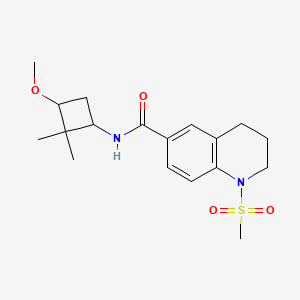 molecular formula C18H26N2O4S B7139182 N-(3-methoxy-2,2-dimethylcyclobutyl)-1-methylsulfonyl-3,4-dihydro-2H-quinoline-6-carboxamide 