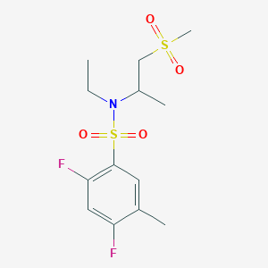 molecular formula C13H19F2NO4S2 B7139231 N-ethyl-2,4-difluoro-5-methyl-N-(1-methylsulfonylpropan-2-yl)benzenesulfonamide 