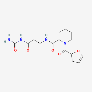 molecular formula C15H20N4O5 B7139249 N-[3-(carbamoylamino)-3-oxopropyl]-1-(furan-2-carbonyl)piperidine-2-carboxamide 