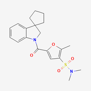 molecular formula C20H24N2O4S B7139303 N,N,2-trimethyl-5-(spiro[2H-indole-3,1'-cyclopentane]-1-carbonyl)furan-3-sulfonamide 