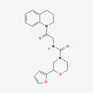 molecular formula C20H23N3O4 B7139471 N-[2-(3,4-dihydro-2H-quinolin-1-yl)-2-oxoethyl]-2-(furan-2-yl)morpholine-4-carboxamide 