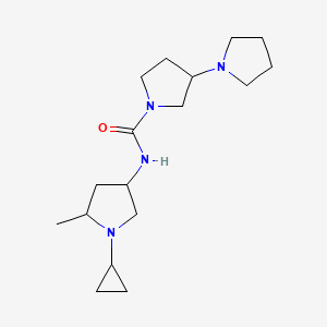 molecular formula C17H30N4O B7139529 N-(1-cyclopropyl-5-methylpyrrolidin-3-yl)-3-pyrrolidin-1-ylpyrrolidine-1-carboxamide 