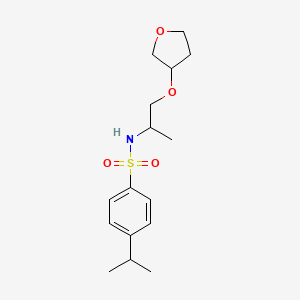 molecular formula C16H25NO4S B7139570 N-[1-(oxolan-3-yloxy)propan-2-yl]-4-propan-2-ylbenzenesulfonamide 