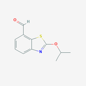 molecular formula C11H11NO2S B071396 2-Isopropoxybenzothiazole-7-carbaldehyde CAS No. 178999-37-6