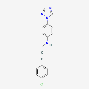 molecular formula C17H13ClN4 B7139624 N-[3-(4-chlorophenyl)prop-2-ynyl]-4-(1,2,4-triazol-1-yl)aniline 