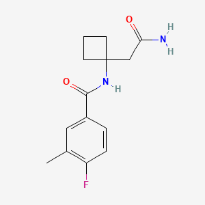 molecular formula C14H17FN2O2 B7139765 N-[1-(2-amino-2-oxoethyl)cyclobutyl]-4-fluoro-3-methylbenzamide 