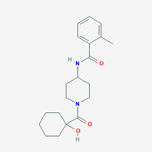 molecular formula C20H28N2O3 B7139896 N-[1-(1-hydroxycyclohexanecarbonyl)piperidin-4-yl]-2-methylbenzamide 