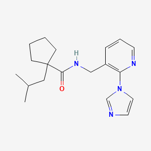 molecular formula C19H26N4O B7139983 N-[(2-imidazol-1-ylpyridin-3-yl)methyl]-1-(2-methylpropyl)cyclopentane-1-carboxamide 
