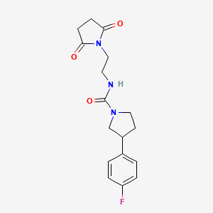 molecular formula C17H20FN3O3 B7140020 N-[2-(2,5-dioxopyrrolidin-1-yl)ethyl]-3-(4-fluorophenyl)pyrrolidine-1-carboxamide 