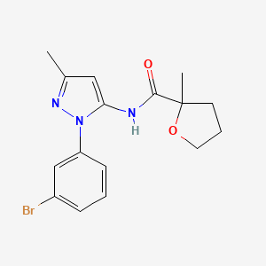 molecular formula C16H18BrN3O2 B7140070 N-[2-(3-bromophenyl)-5-methylpyrazol-3-yl]-2-methyloxolane-2-carboxamide 
