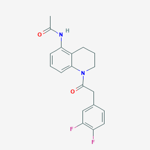 molecular formula C19H18F2N2O2 B7140104 N-[1-[2-(3,4-difluorophenyl)acetyl]-3,4-dihydro-2H-quinolin-5-yl]acetamide 