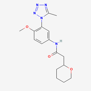 molecular formula C16H21N5O3 B7140184 N-[4-methoxy-3-(5-methyltetrazol-1-yl)phenyl]-2-(oxan-2-yl)acetamide 