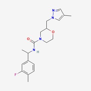 molecular formula C19H25FN4O2 B7140225 N-[1-(3-fluoro-4-methylphenyl)ethyl]-2-[(4-methylpyrazol-1-yl)methyl]morpholine-4-carboxamide 