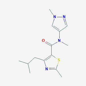 molecular formula C14H20N4OS B7140234 N,2-dimethyl-4-(2-methylpropyl)-N-(1-methylpyrazol-4-yl)-1,3-thiazole-5-carboxamide 