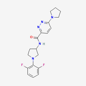 molecular formula C19H21F2N5O B7140340 N-[1-(2,6-difluorophenyl)pyrrolidin-3-yl]-6-pyrrolidin-1-ylpyridazine-3-carboxamide 