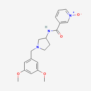 molecular formula C19H23N3O4 B7140348 N-[1-[(3,5-dimethoxyphenyl)methyl]pyrrolidin-3-yl]-1-oxidopyridin-1-ium-3-carboxamide 