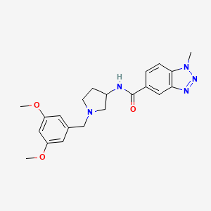 molecular formula C21H25N5O3 B7140356 N-[1-[(3,5-dimethoxyphenyl)methyl]pyrrolidin-3-yl]-1-methylbenzotriazole-5-carboxamide 