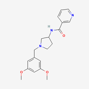 molecular formula C19H23N3O3 B7140361 N-[1-[(3,5-dimethoxyphenyl)methyl]pyrrolidin-3-yl]pyridine-3-carboxamide 